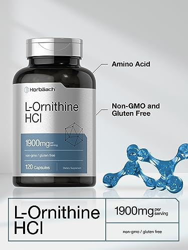 L Ornithine HCl | 1900mg | 120 Capsules | Non-GMO & Gluten Free Supplement Horbäach uk supplements
