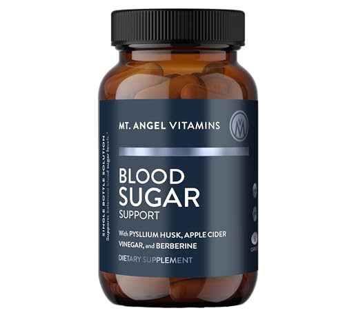 Mt. Angel Vitamins Blood Sugar Support Supplement - Natural Supplement with Pysllium Husk, Berberine with Ceylon Cinnamon, and Apple Cider Vinegar - Supports Healthy Blood Sugar Levels - 60 Capsules Mt. Angel Vitamins uk supplements