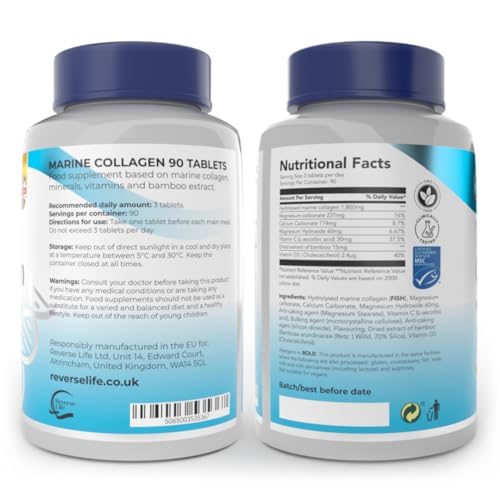 Reverse Life Powerful Marine Collagen Tablets 1800mg with Vitamin C & Vitamin D3 + Magnesium Reverse Life uk supplements