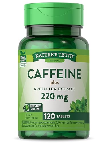 Caffeine Pills | 220mg | 120 Count | with Green Tea Extract | Vegetarian, Non-GMO & Gluten Nature's Truth uk supplements