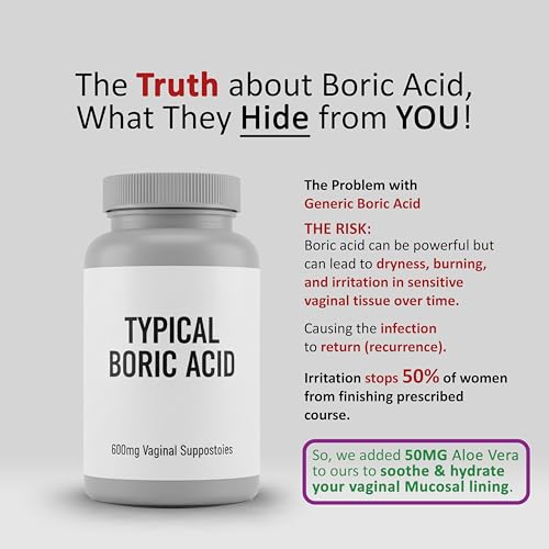 cosynee Boric Acid Capsules for Women with Aloe Vera – 60 Capsules, 650mg Each – Feminine Hygiene Support cosynee uk supplements