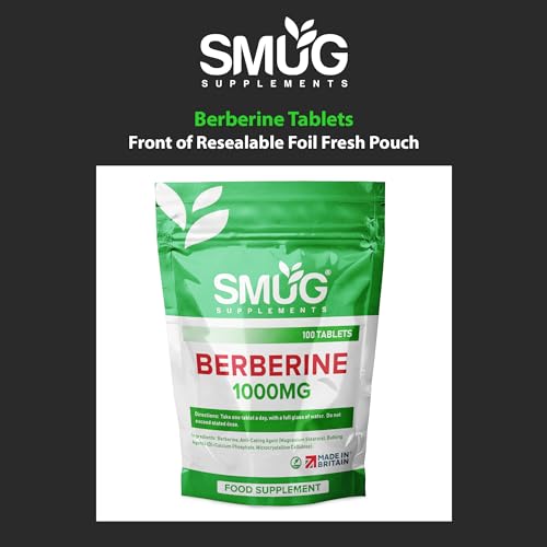 SMUG Supplements Berberine Tablets - 100 High Strength 1000mg Pills - Can Promote SMUG Supplements uk supplements