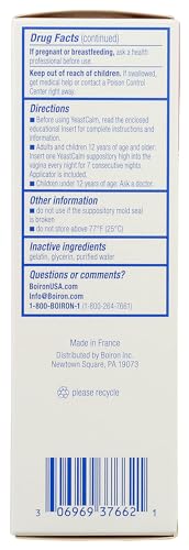 Boiron YeastCalm Homeopathic Suppositories for Yeast Infections, Burning, Discharge Boiron uk supplements