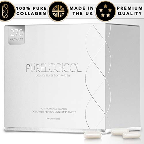 Collagen Supplement, Best Hydrolysed Collagen Peptides, 3 Months Supply for Younger Looking Skin Purelogicol uk supplements