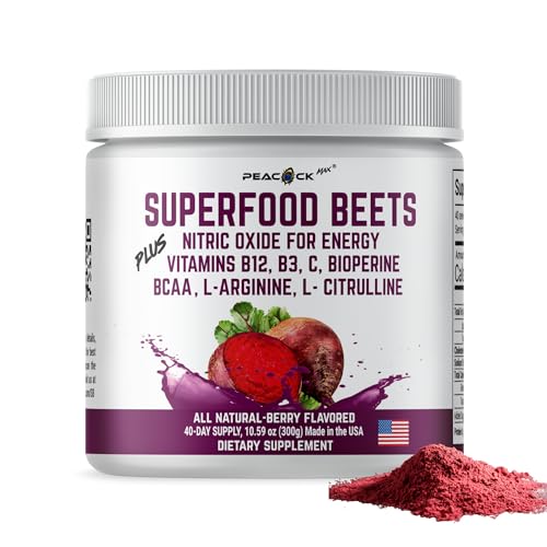 Peacock Max Superfoods Blend Immunity Support Vegan Gluten Free (Beets Nitric Oxide B12 Powder) Peacock Max uk supplements