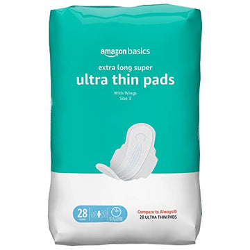 Amazon Basics Ultra Thin Pads with Flexi-Wings for Periods, Extra Long Length, Super Absorbency Amazon Basics uk supplements