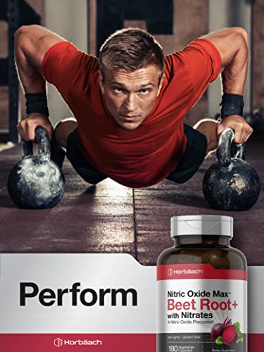 Nitric Oxide Beet Root Capsules | with Nitrates | 180 Count | Nitric Oxide Precursor | Vegetarian Horbäach uk supplements