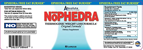 Absolute Nutrition Thermogenic Fat Burners, Nophedra Capsules, 80 Count Bottle Absolute Nutrition uk supplements