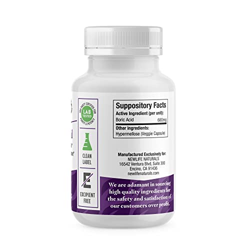 NewLife Naturals Boric Acid Suppositories for Women - 600mg NewLife Naturals uk supplements