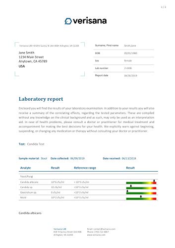 Candida & Helicobacter Test – Lab Testing Kit for Diagnosing Candida and H Pylori in Your Gut – Home Stool Test Verisana uk supplements