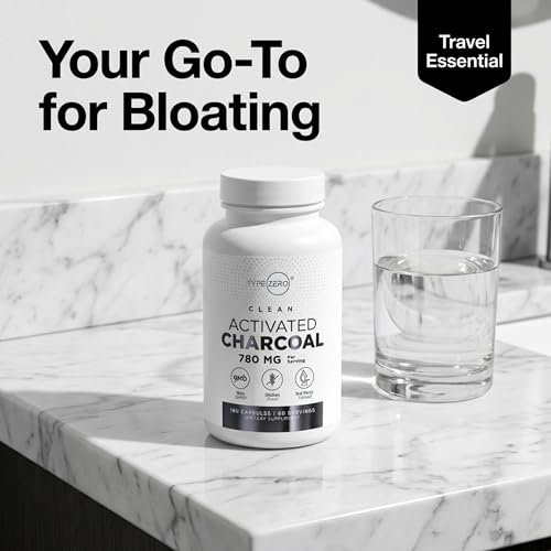 Type Zero Activated Charcoal Capsules (180 Count) - 60 Servings, 780mg Per Serving, from Coconut Shell, Non-GMO, Gluten-Free Type Zero uk supplements