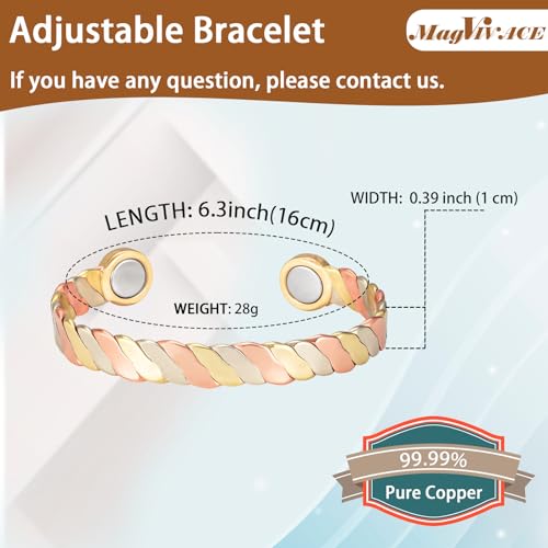 MagVIVACE Women Copper Magnetic Bracelet for Arthritis, Pure Copper Jewelry, Lymph Detox Bracelets MagVIVACE uk supplements
