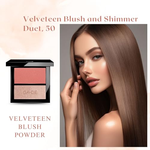 GA-DE Velveteen Blush and Shimmer Duet, 50 - Formulated with Micronized Pearls and Pigments for Sculpting Face and Décolleté - Paraben-Free - 0.26 oz GA-DE uk supplements