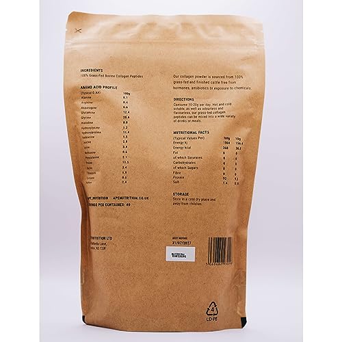 APE Nutrition Collagen Powder Peptides - Type 1 & 3 Bovine Collagen Protein, 100% Grass-Fed & Finished, Ancestral Supplement UK A | P | E uk supplements