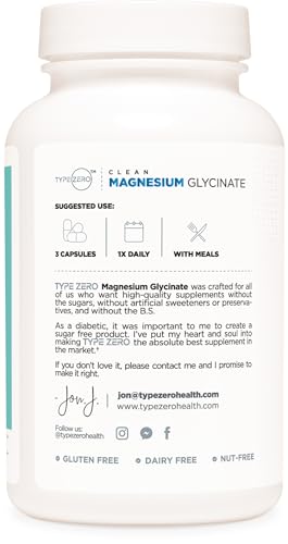 Type Zero Magnesium Glycinate (210mg | 180 Capsules) Pure, Non-GMO, Gluten Free Type Zero uk supplements