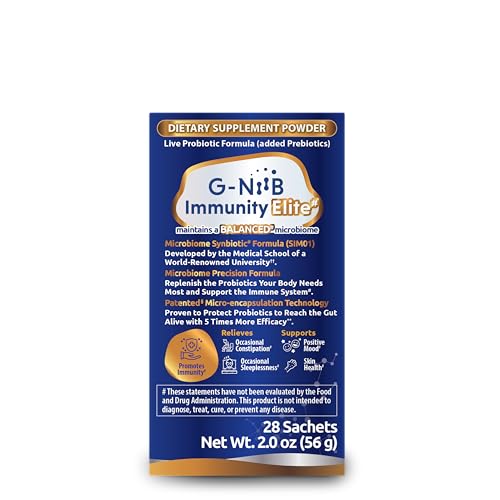 G-NiiB Immunity Elite (SIM01 Synbiotic Formula) - Potent Live probiotics and Added prebiotics to Support Immunity, Regularity, Sleep, Mood, and Skin - 5X More Effective in Reaching the Gut Alive G-NiiB uk supplements