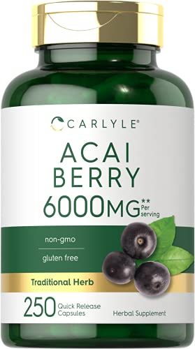 Carlyle Acai Berry Capsules 6000mg | 250 Count | Non-GMO & Gluten Free Acai Berry Carlyle uk supplements
