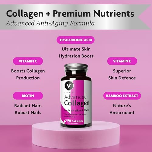 Premium Collagen Supplements for Women - High Strength Marine Collagen with Hyaluronic Acid, Biotin, Vitamin C & E V Vitamini uk supplements