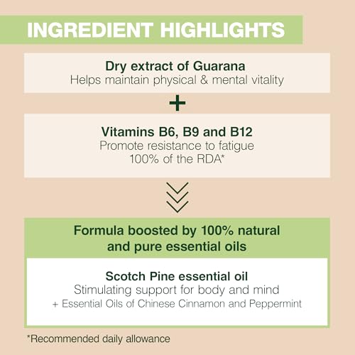 Pranarom - Aromaboost Energy Herbal Supplement - for Physical and Mental Fatigue - Guarana - Vitamins B6 B9 B12 - Pure Scots Pine Essential Oil - 60 Count Pranarom uk supplements
