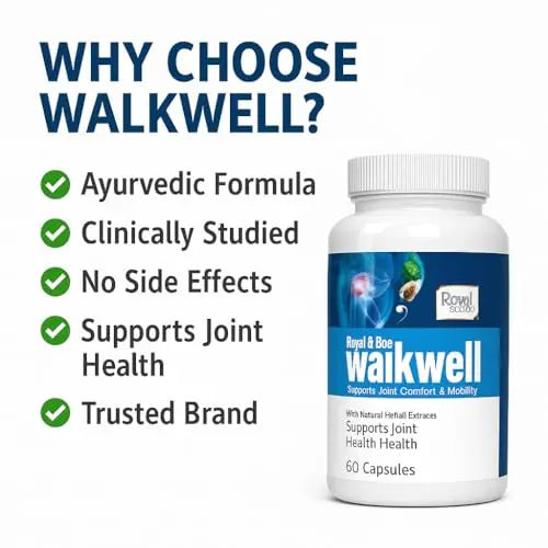 Royal Bee Walkwell Capsules – 60 Capsules – Supports Joint Pain & Inflammation Relief · Useful in Osteoarthritis · Promotes Flexibility & Mobility · Clinically Studied Herbal Ingredients Generic uk supplements