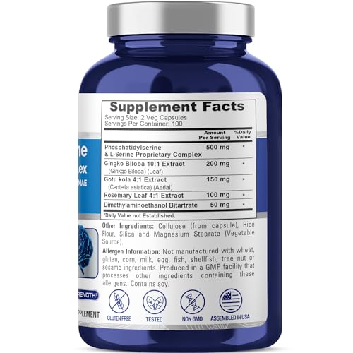 NusaPure Phosphatidylserine Memory Ultimate Complex 1000mg 200 Vegetarian Caps NusaPure uk supplements
