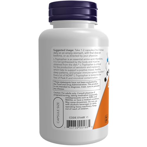 NOW Supplements, L-Tryptophan 500 mg, Encourages Positive Mood*, Supports Relaxation NOW uk supplements