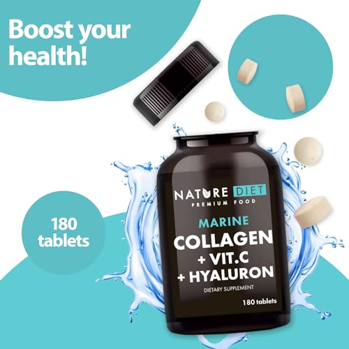 Nature Diet - Marine Collagen with Hyaluronic Acid and Vitamin C, 180 tablets, 500 mg , Peptan F , Fish Collagen Nature Diet uk supplements
