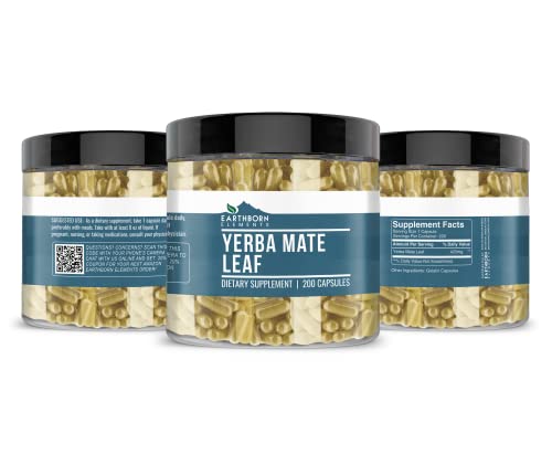 Earthborn Elements Yerba Mate Leaf 200 Capsules, Pure & Undiluted, No Additives Earthborn Elements uk supplements
