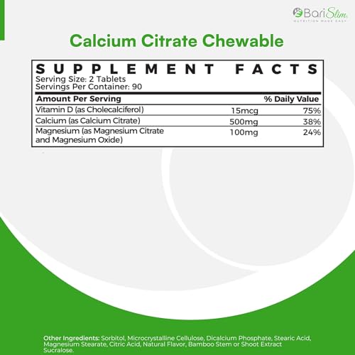 BariSlim Bariatric Calcium Citrate with Magnesium and Vitamin D Tabs - 500 mg of Calcium BariSlim uk supplements