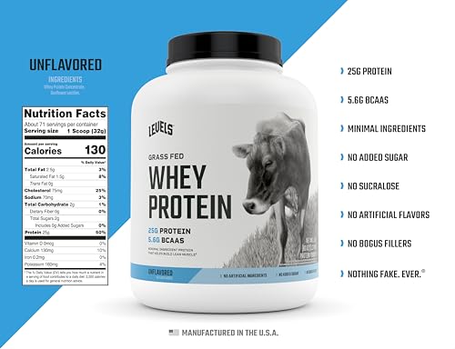 Levels Grass Fed 100% Whey Protein, No Hormones, Unflavored, 5LB Levels Nutrition uk supplements