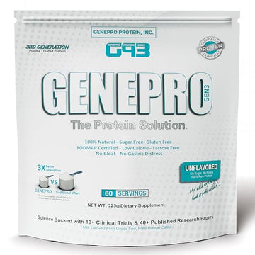Genepro Unflavored Protein Powder - New Formula - Lactose-Free, Gluten-Free Genepro Gen. 3 The Protein Solution uk supplements