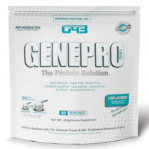 Genepro Unflavored Protein Powder - New Formula - Lactose-Free, Gluten-Free Genepro Gen. 3 The Protein Solution uk supplements