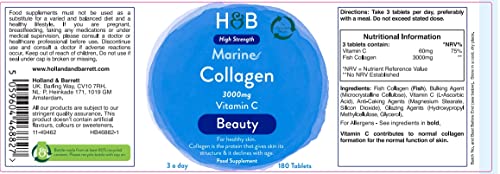 Holland & Barrett Marine Collagen with Vitamin C 3000mg 180 Tablets Holland & Barrett uk supplements