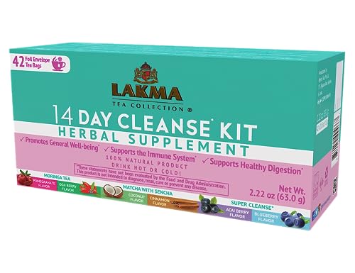 Lakma 14 Day Cleanse Kit Green Tea - 42 Tea Bags HYLEYS uk supplements