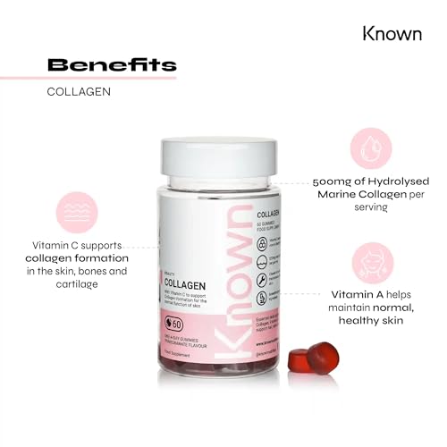 Marine Collagen Gummies by Known Nutrition with Vitamin C | 60 One-a-Day 500mg Hydrolysed Marine Collagen Gummies Known uk supplements