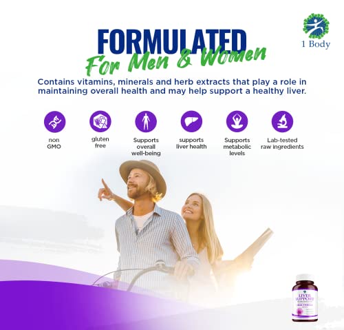 1 Body Liver Support: Twin Pack - 60 Capsules Each - Milk Thistle 1 Body uk supplements