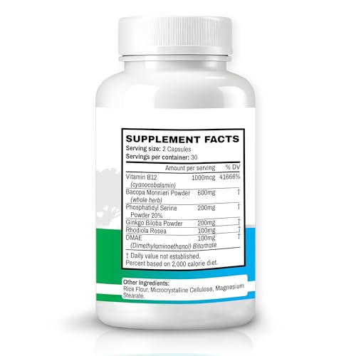Memory Muscle – Advanced Nootropic Brain Supplement with Vitamin B12, Bacopa Monnieri & DMAE for Focus, Memory, Mental Clarity & Clean Energy – Premium Cognitive Support Formula Oaks Nutrition uk supplements