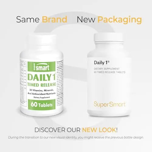 Supersmart - Daily 1® Timed Release - Multivitamin Supplement for Women & Men - with BioPQQ®, Vitamin A, B, C, D & E, Biotin, Quercetin & Fisetin | Supersmart uk supplements