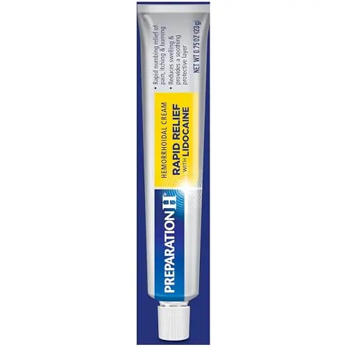Preparation H Rapid Relief Hemorrhoid Cream with Lidocaine, Numbing Relief for Swelling, Pain, Burning and Itching - 0.75 Oz Tube Preparation H uk supplements
