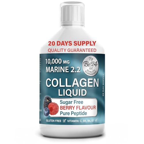 Marine Collagen 2.2 Liquid 10000mg Sugar Free Ready to Drink Berry Flavour, Hyaluronic Acid, Pure Peptide, Vitamin B5, B6, B7, C, D3 Best4Group uk supplements