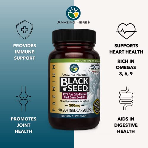 Amazing Herbs Premium Black Seed Oil Capsules - Cold Pressed Nigella Sativa Aids Amazing Herbs uk supplements