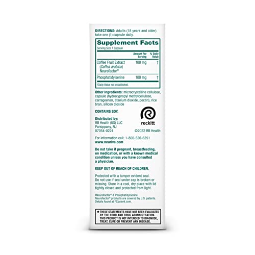 NEURIVA Original Decaffeinated Clinically Tested Nootropic Brain Supplement for Memory, Focus & Concentration, NeuroFactor & Phosphatidylserine, 28ct Capsules NEURIVA uk supplements