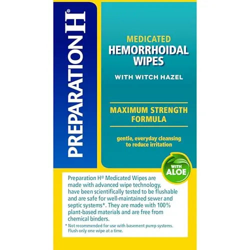 Preparation H Hemorrhoid Flushable Wipes with Witch Hazel for Skin Irritation Relief - 96 Count Preparation H uk supplements