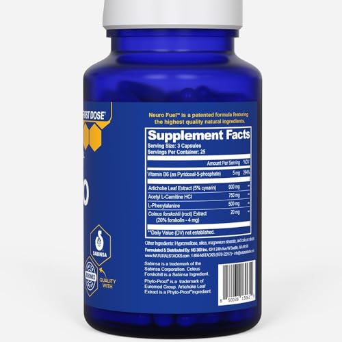 NATURAL STACKS Original NeuroFuel Nootropic Brain Support Supplement - 750mg L-Carnitine & 500mg L-Phenylalanine - Brain Supplement for Memory and Focus* - 75 Focus Pills NATURAL STACKS uk supplements