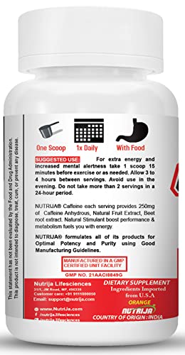 NutriJa Caffeine Powder Pre Workout Supplement - 100 Servings NutriJa uk supplements