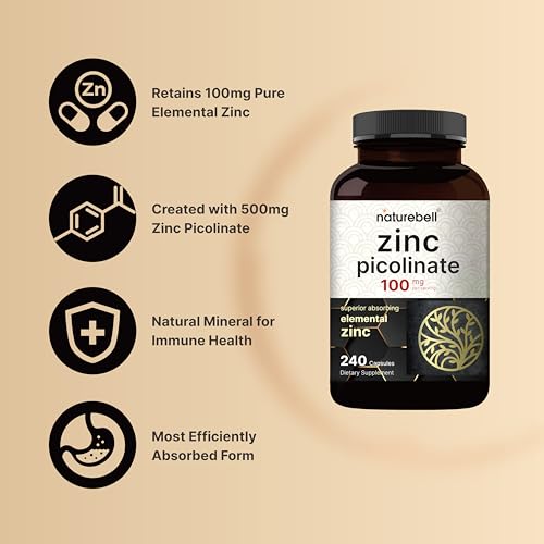 NatureBell Zinc Picolinate 100mg, 480 Count Capsules - Supports Immune System NatureBell uk supplements
