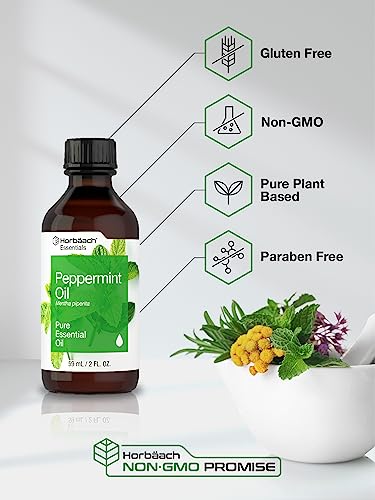 Horbaach Peppermint Oil | 2 fl oz | Pure Essential Spray | for Massage, Bath & Diffusers | Non-GMO Horbäach uk supplements
