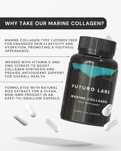 Marine Collagen Capsules 1200mg with VIT C (12mg) and Zinc (1.5mg) - Made in The UK Futuro Labs uk supplements