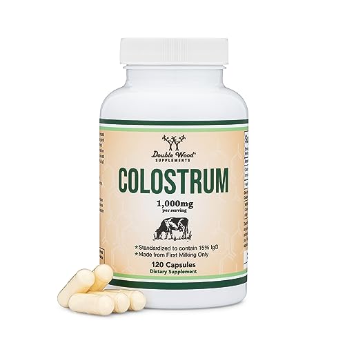 Colostrum Supplement 120 Capsules, 1,000mg per Serving (Bovine Colostrum Powder Double Wood Supplements uk supplements