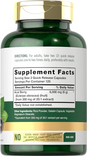 Carlyle Acai Berry Capsules 6000mg | 250 Count | Non-GMO & Gluten Free Acai Berry Carlyle uk supplements
